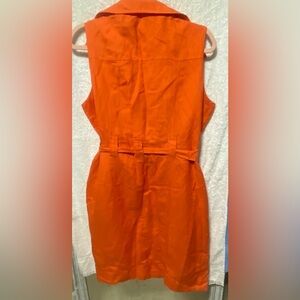 APPRAISAL Orange Dress Size 14 LINEN with Buttons and Pockets